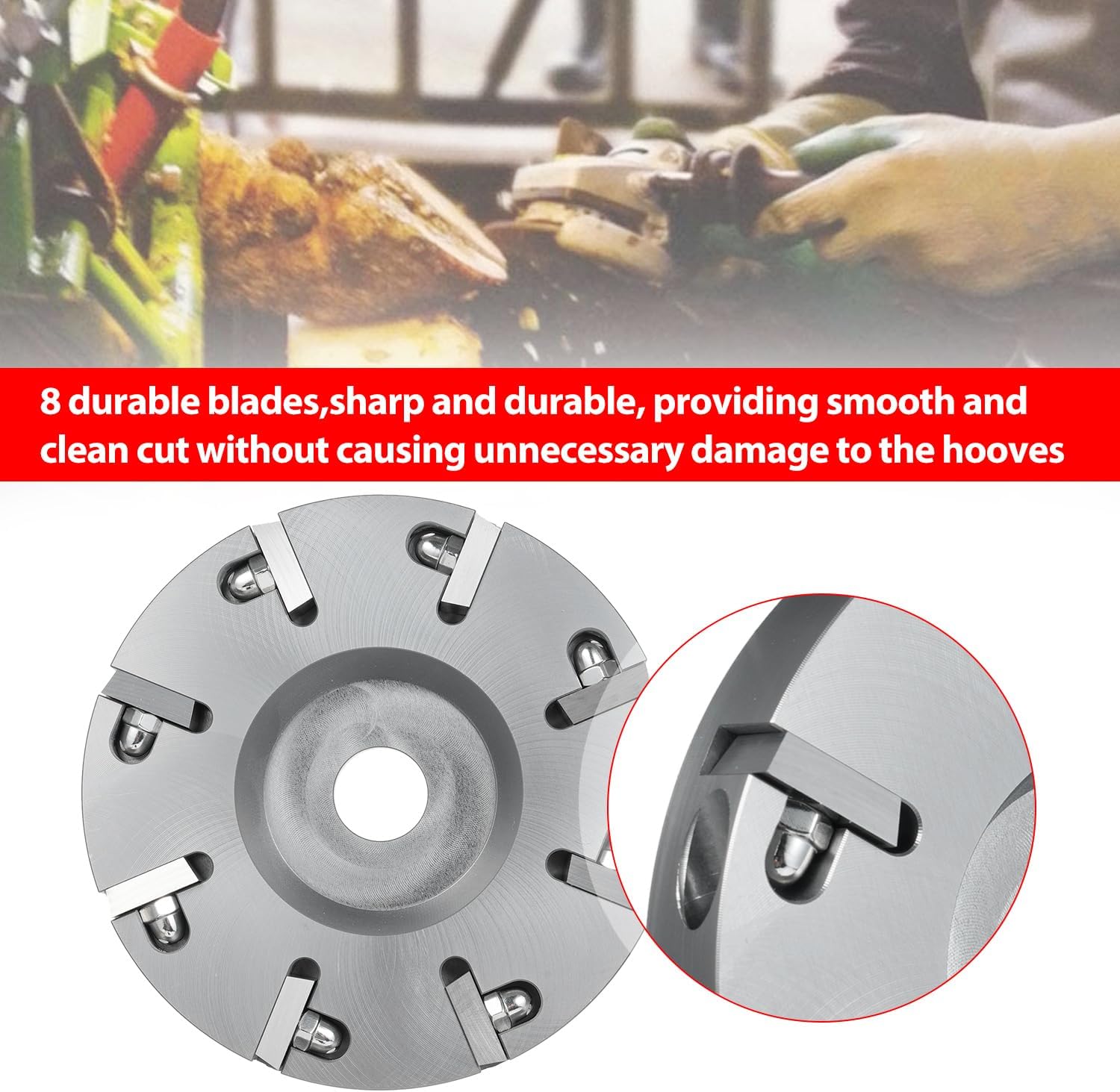 Weytoll Livestock Hoof Trimming Disc Electric Metal Hoof Nipper Knife Tool Livestock Sheep Cattles Horses Cow Hoof Trimming Grinding Disc Plate with 8 Blades