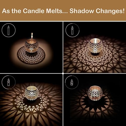 Miniatura 4 de Portavelas OShadow (lanzador de sombras con patrones únicos), portavelas marroquíes para decoración de mesa de centro de mesa y candelabro, soporte