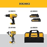 Vista 2 de DEWALT Kit de combo de perforación inalámbrico de 20V MAX, 2-Herramienta (DCK240C2)