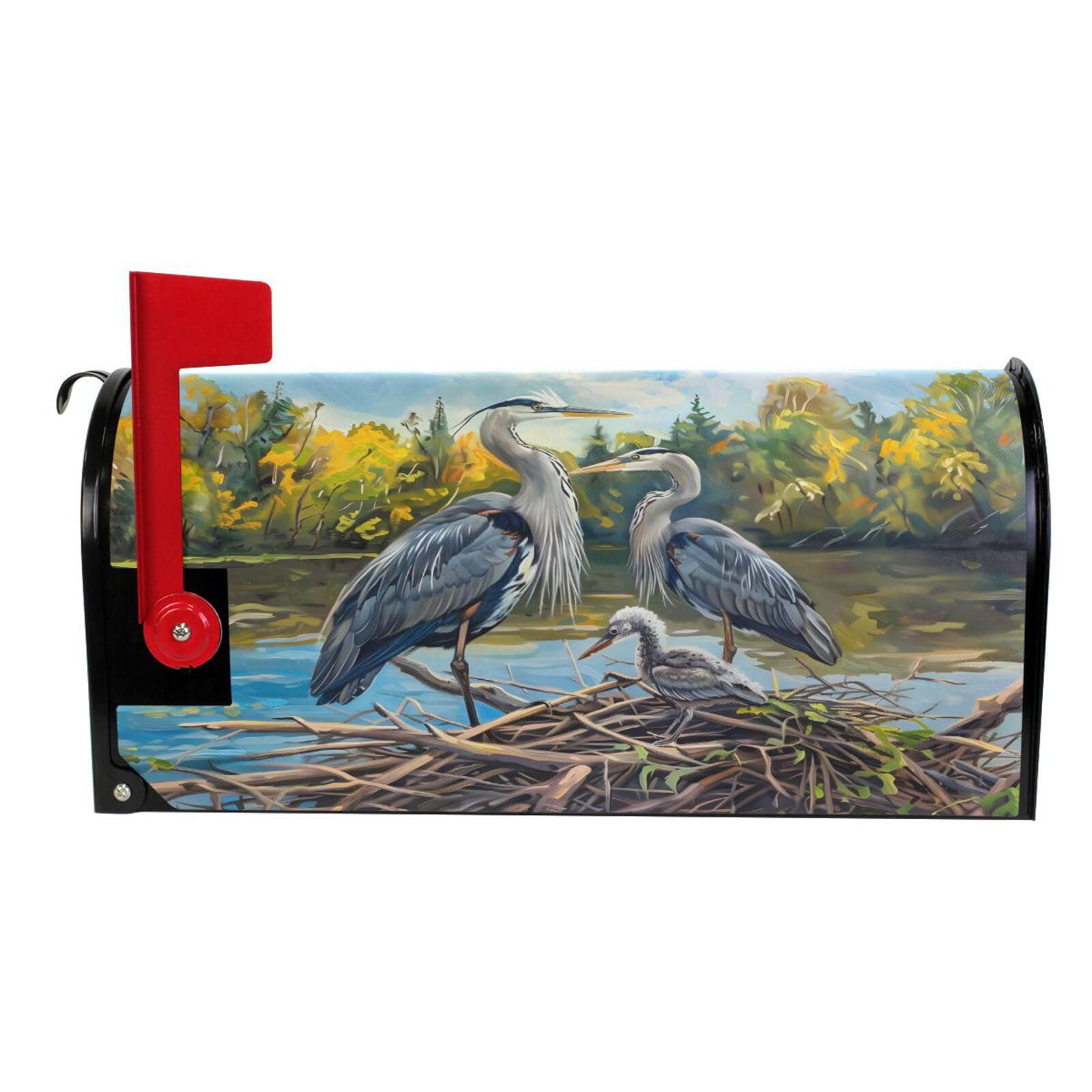 ALAZA Blue Herons Magnetic Mailbox Cover MailWraps Garden Yard Home Decor for Outside Standard Size-18