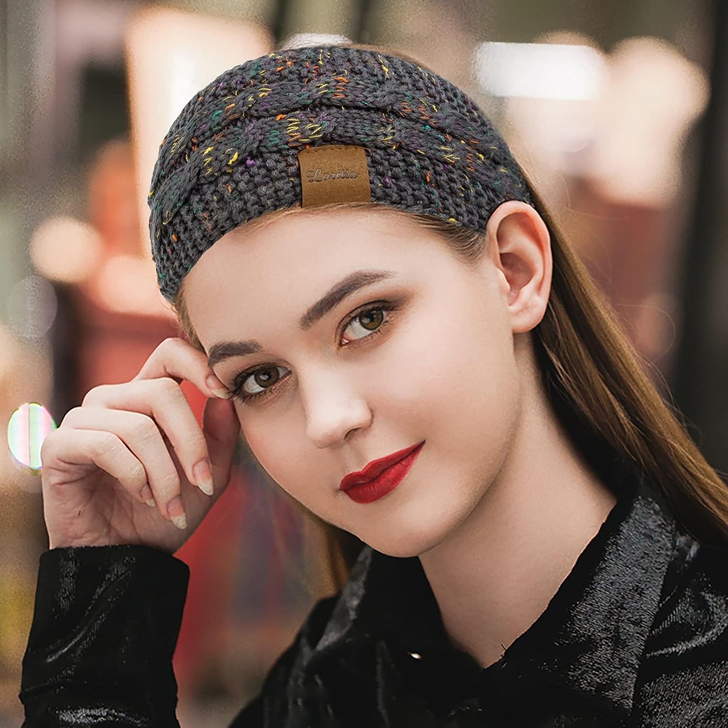 Loritta Womens Ear Warmers Headbands Winter Warm Fuzzy Cable Knit Head Wrap Fleece Lined Gifts - Image 6