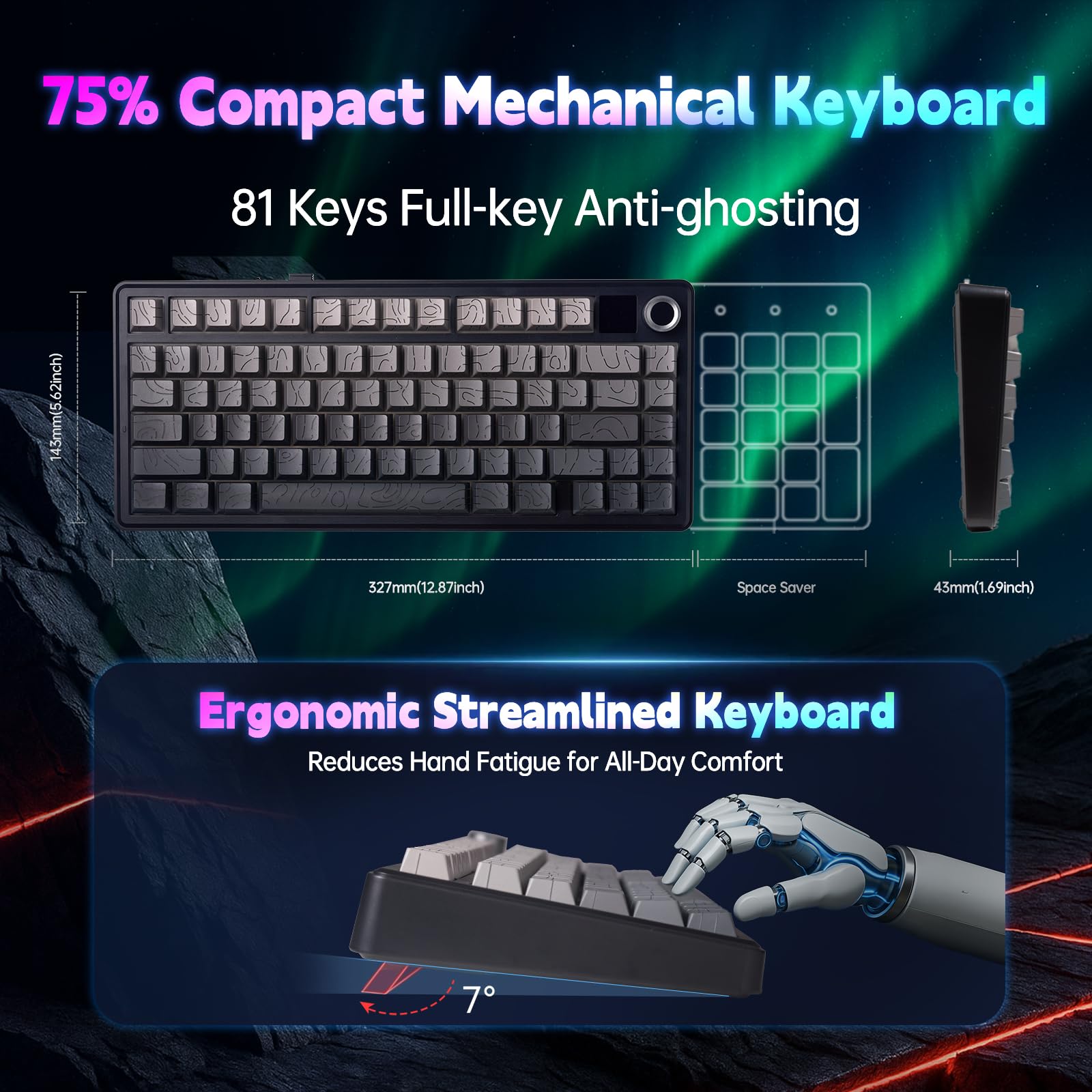EPOMAKER x AULA F75 Light Blue Gaming Toetsenbord - Azoth Gaming