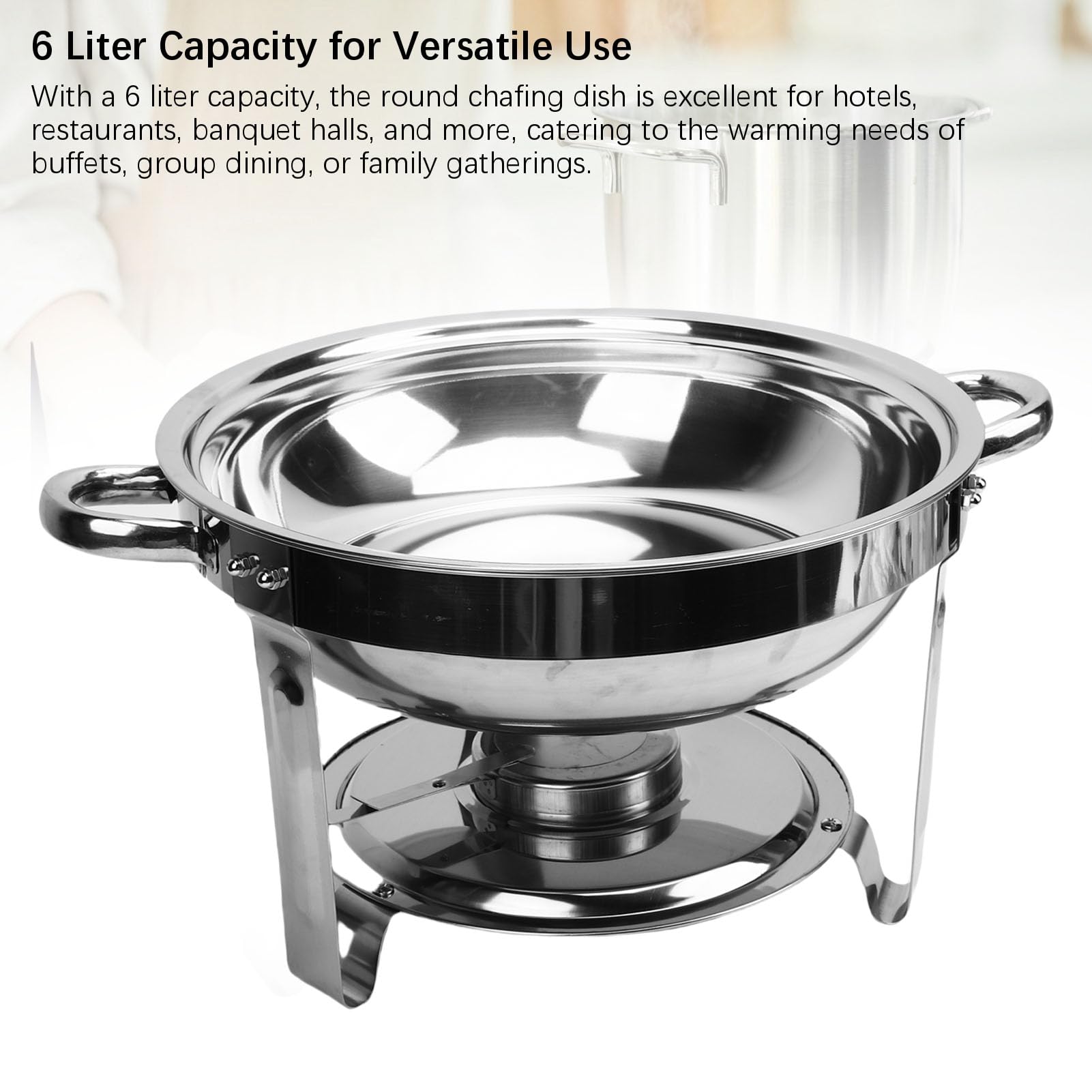 banapoy Piatti da Sfregamento per Set a Buffet, 6L di Cibi Rotondi Che Si Scaldano in Acciaio a Buffet Set di Piatti con Stufa Alcool Staccabile, per Feste, Catering, Matrimonio