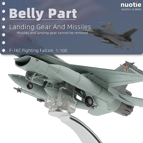 Miniatura 5 de NUOTIE 1100 F-16C Fighting Falcon Fighter Model Metal DieCast Avión de combate modelo avión militar para colección y regalo