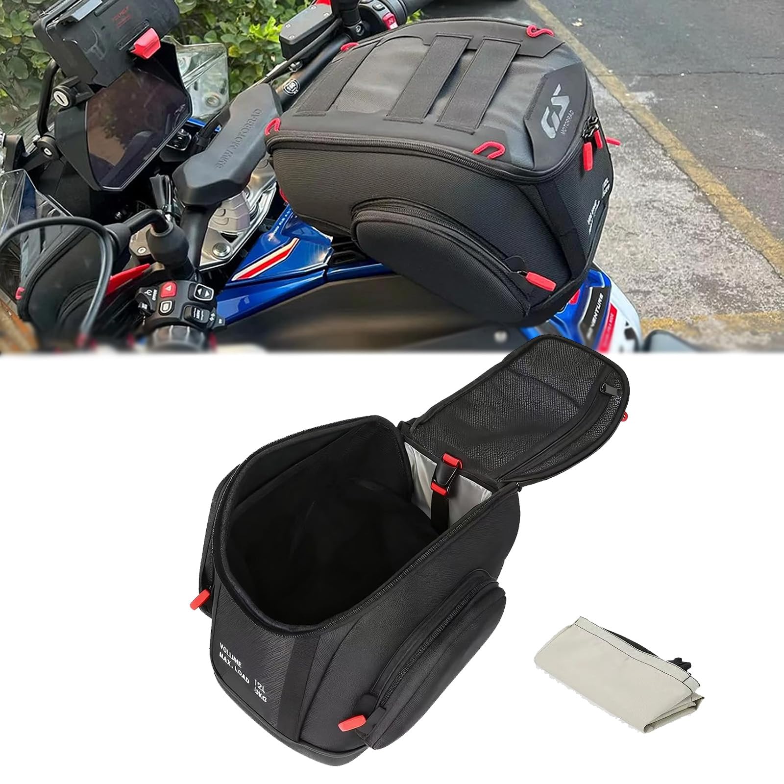 Photo 1 of MOSENET FOR r1300gs Adventure R1300GS ADV 2024 2025 Motorcycle 12L Fuel Tank Bag Waterproof Luggage Backpack Travel Storage Bag Portable Tool Kit Quick Lock Kit