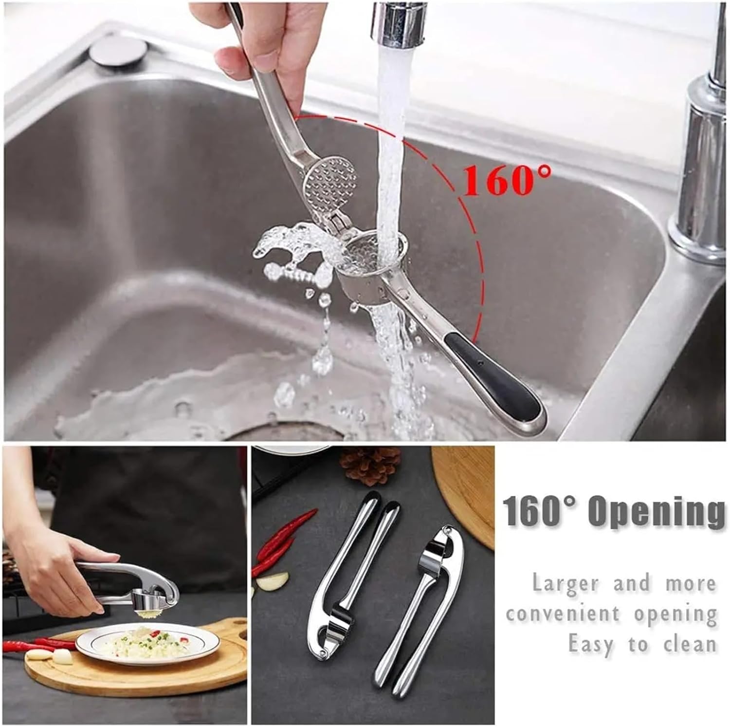 Kitchen Garlic Mincer Crusher Squeezer,Ginger with Good Grip, Easy to Clean, Press Rocker Grinder Tools