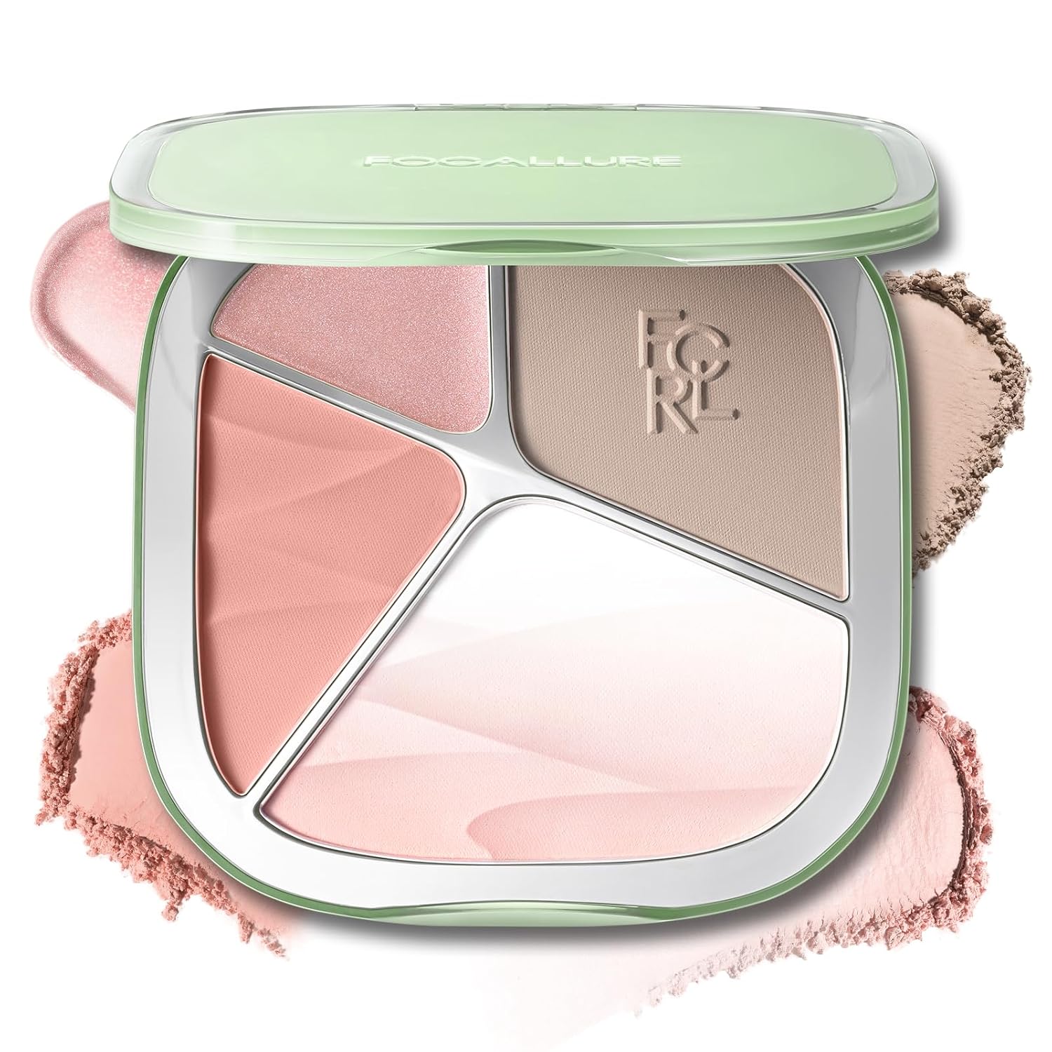 FOCALLURE Highlighter and Contour Palette, All-in-one Face Contour Powder with Gradient Highlighter & Matte Shade, Natural Blendable Long Lasting 3D Radiant Makeup for All Skin Tone, BR03 Rose Latte
