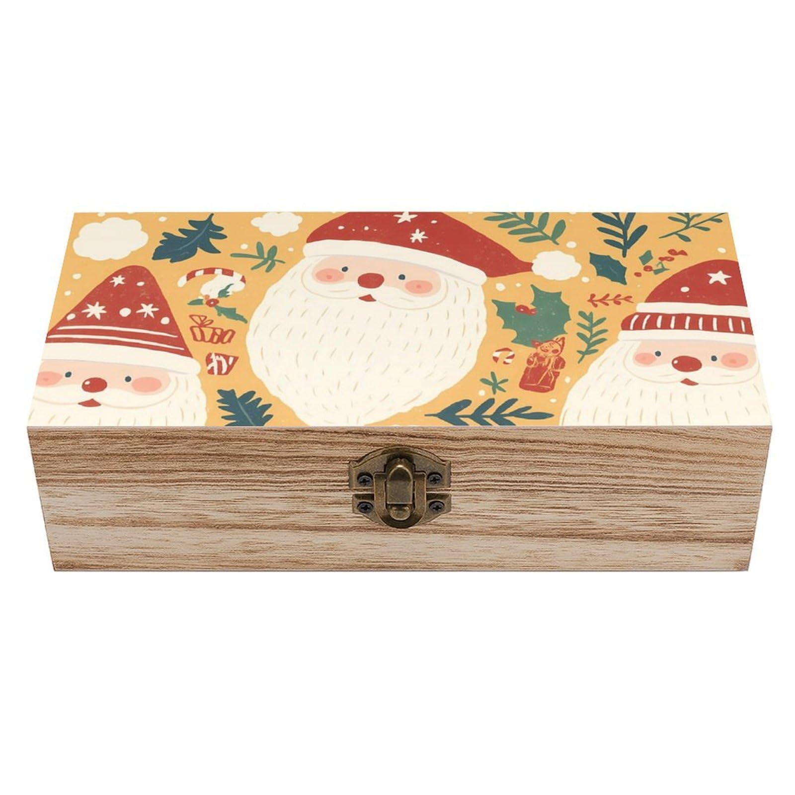 Oudrspo Xmas Santa Claus Retro Wooden Storage Box Keepsake Jewelry Decorative Art Storages Box Gift Boxs