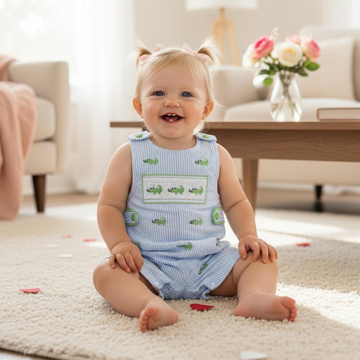 Ayalinggo Toddler Western Baby Boy Clothes Horse Riding Embroidery Smocked Jumpsuit Sleeveless Romper Spring Summer Outfit image 2