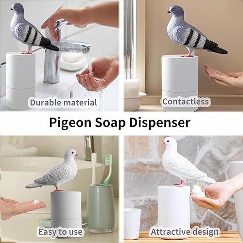 Miniatura 5 de Bird of Peace - Dispensador de jabón de espuma, divertido dispensador de jabón automático de inducción de caca de paloma para cocina y baño (gris)