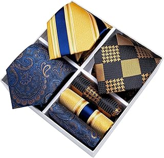 WALNUT Regalo Confezione 3 Pacco Fashion Striscia Set di Cravatta da Uomo Set Seta Formale Business Necktie Accessori Accessori da Uomo (Color : Striped, Size : One Size)