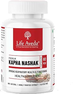 Life Aveda Premium Kapha Nashak Veg Capsules Helps to Regulate Kapha Dosha, Respiratory Support, Reduces Breathing Difficulties, Cough, Throat Irritation & Congestion - 60 Capsules
