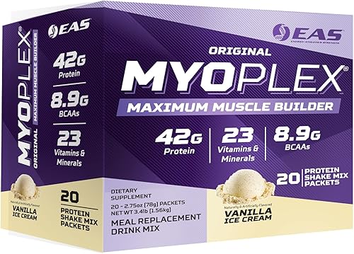 Miniatura 10 de Original Myoplex Maximum Muscle Builder  Mezcla de bebida proteica de reemplazo de comidas  Mezcla de proteínas de calidad  1.65 oz de proteína  20