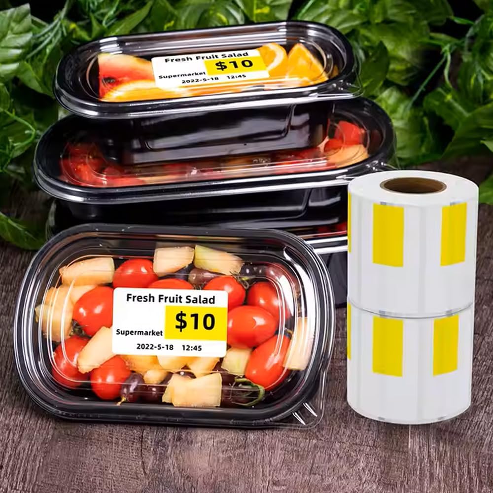 2 x 1.125 inch Direct Thermal Label Roll, Yellow Right Center, 1 inch Core, 32 Rolls (276/Roll), Standard Size, Oil-Proof Waterproof Anti-Scratch, for Shelf Label Price & Barcodes (Yellow, 32 Rolls)
