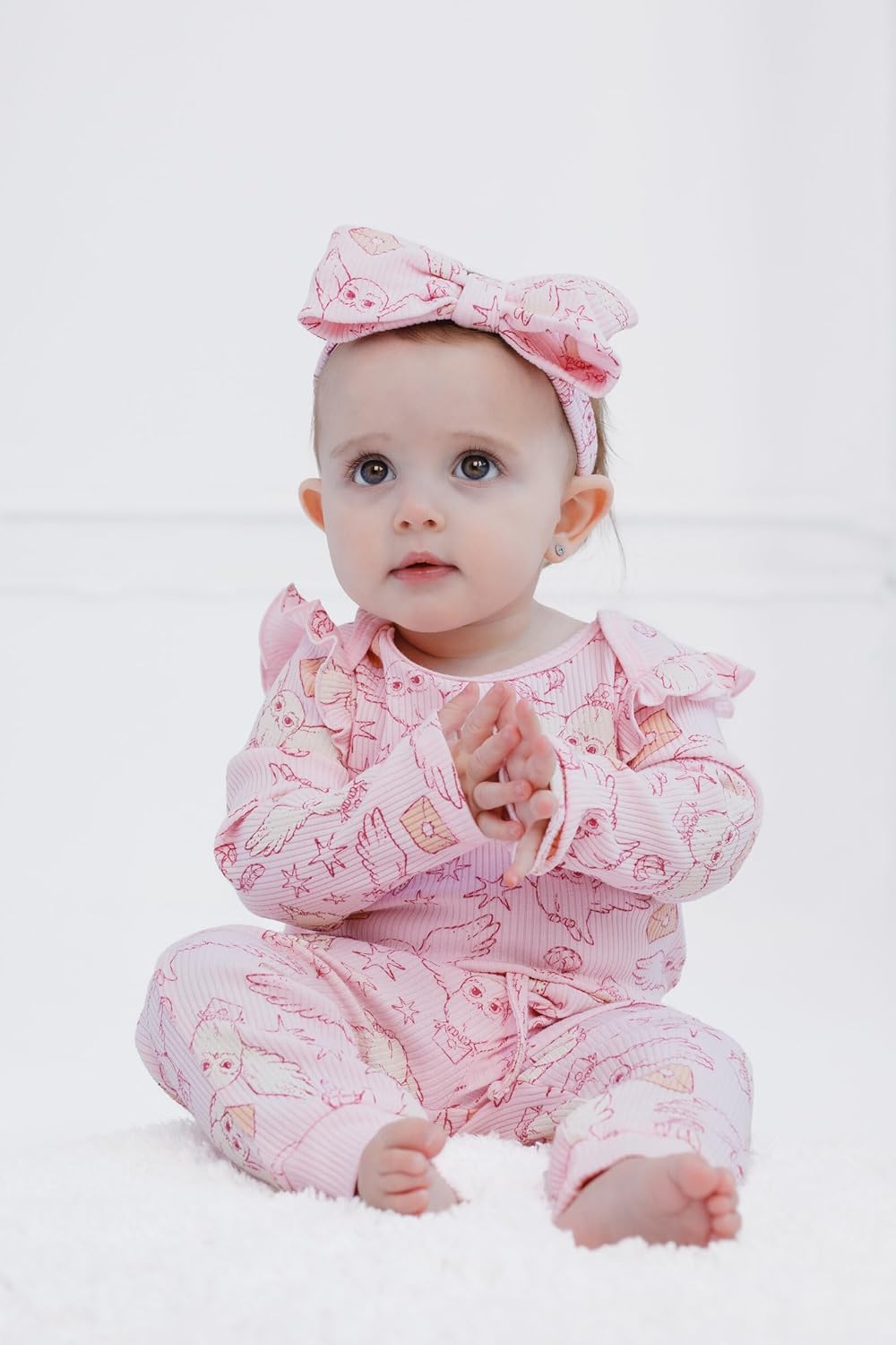 Harry Potter Baby Girls Ribbed Bodysuit, Jogger Pants & Headband 3 Piece Outfit Set Newborn to Infant Sizes (0-24 Months) - Image 2