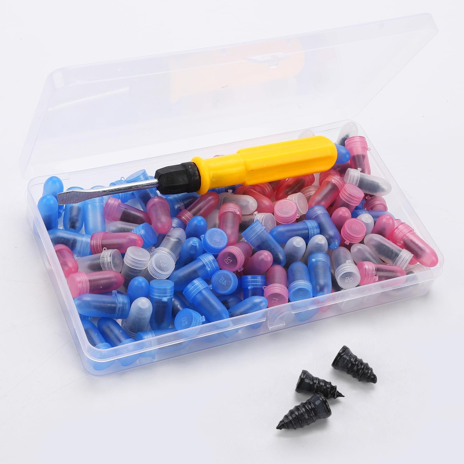 100 PCS Chiodo in Gomma per Riparazione Pneumatici con Cacciavite, Kit Riparazione Pneumatici Auto, Kit Foratura Moto, Kit Gomme Auto Riparazione per Moto Camion Bici