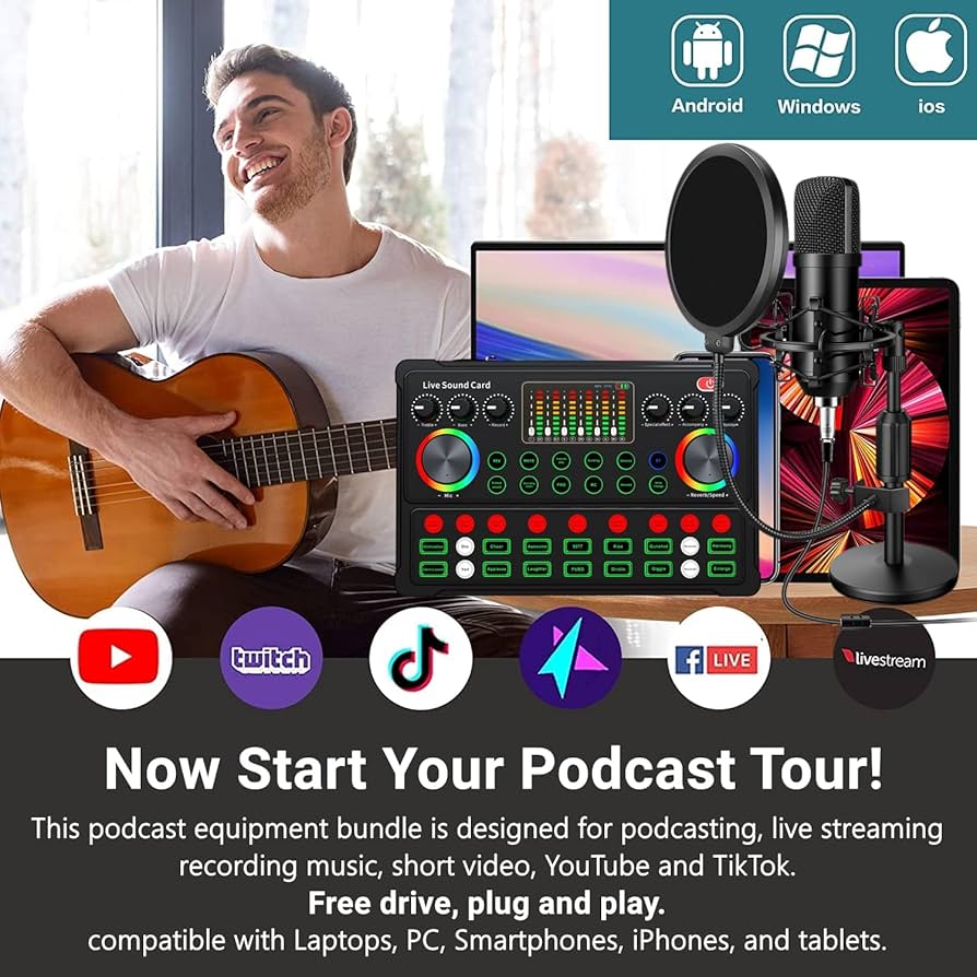 Amazon.com: Podcast Equipment Bundle, 48V Condenser