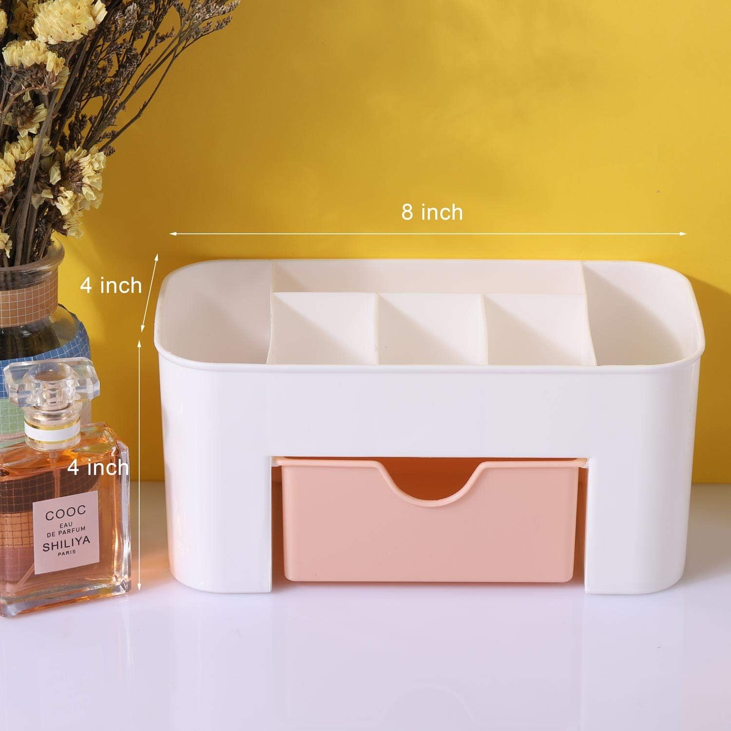 Tbestmax Makeup Organizer Perfume Holder, Cosmetic Storage Skincare Display, Large Capacity, Make up Brushes Caddy on Vanity Pink
