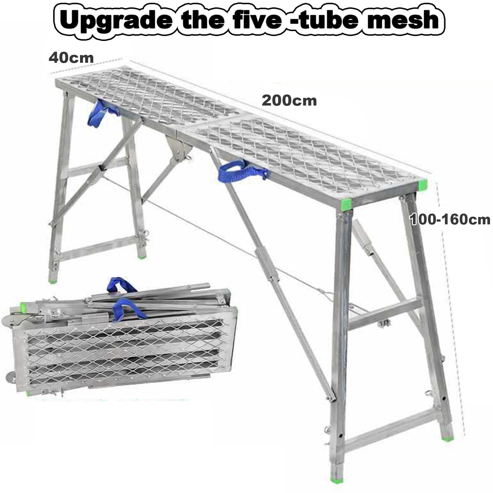 Equipo de andamio plegable, altura ajustable, andamio portátil, multiuso, plataforma de trabajo, andamio, torre, escalera, taburete para mejoras del hogar, lavado de vehículos, trabajos de