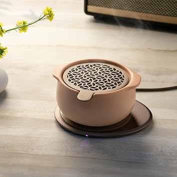 Jun Self-Heating Diffuser Set Rosy Apricot | 5 fl oz / 150 mL Smart Ceramic Essential Oil Diffuser with Heating Pad