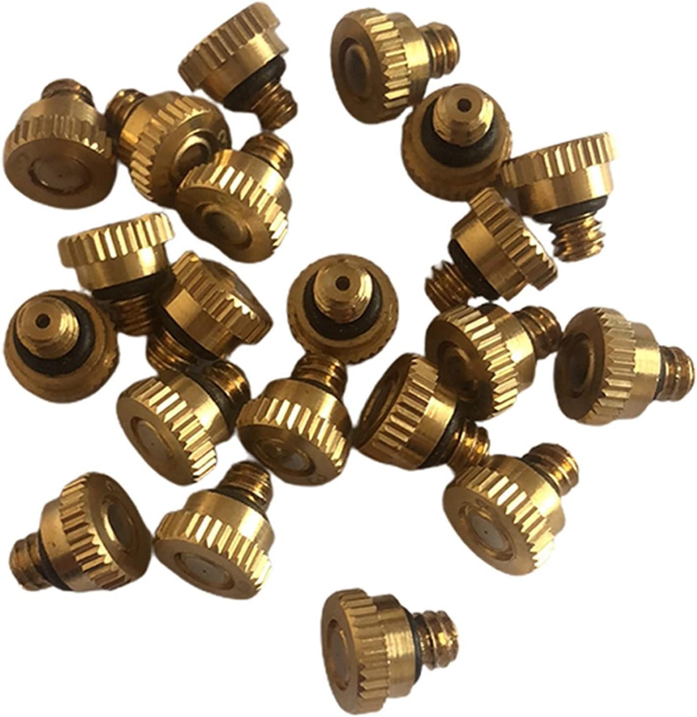 50pcs Brass Misting Nozzles Replacement Heads for Outdoor Cooling System, Low Pressure Atomizing Misting Sprayer for Patio Lawn, Landscaping, Dust Control, 10/24 UNC (Size : 0.1mm(0.004''))