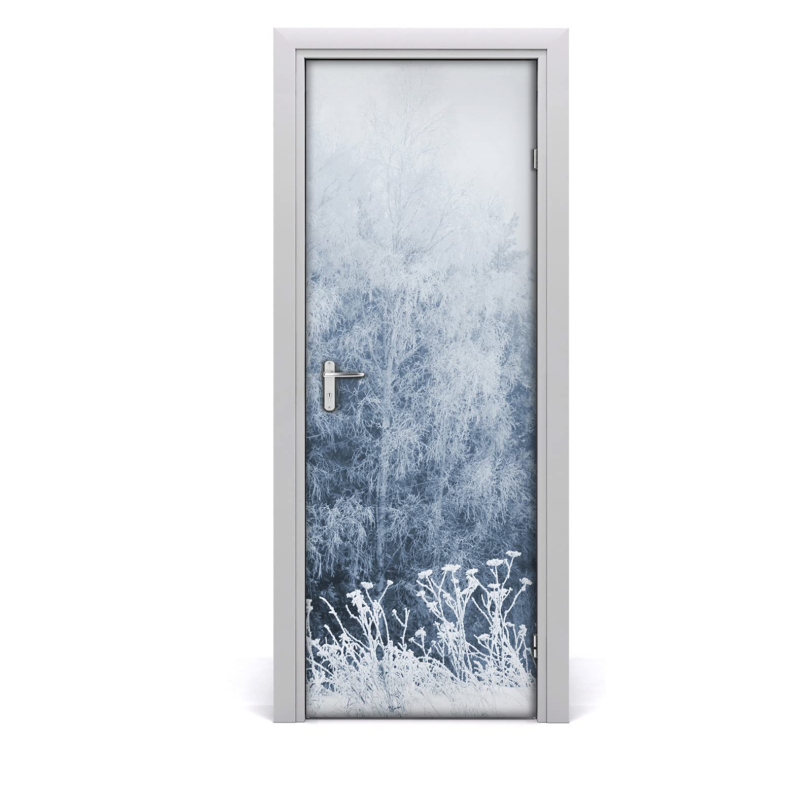 Autocollant de porte étiquette Magic-Stick papier peint mural arbres d'hiver