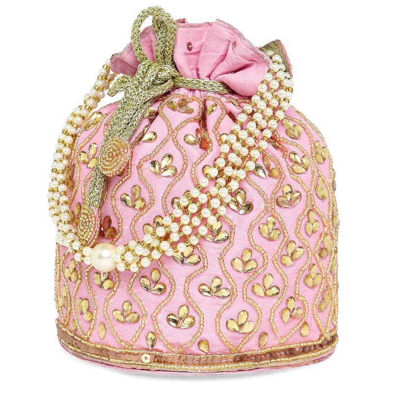 Image of Aheli Potli Bag Gift for Women Handmade Evening Wristlet Handbag Stylish Bridal Purse Fashion Bag