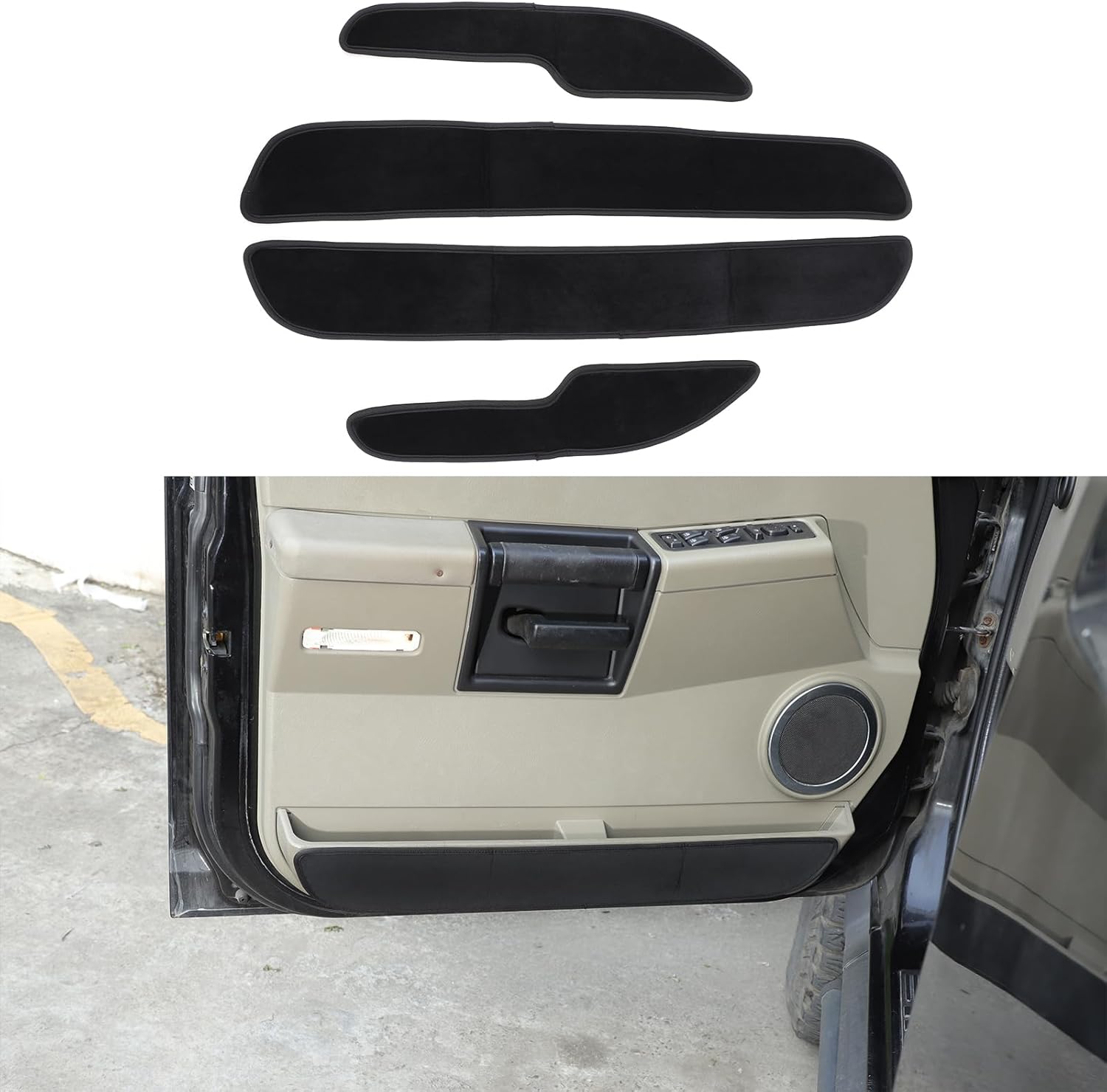 Car Door Anti Kick Pad Cover Compatible with Hummer H2 2003-2009 Accessories, Door Scratch Protector Molding Trim, 4Pcs