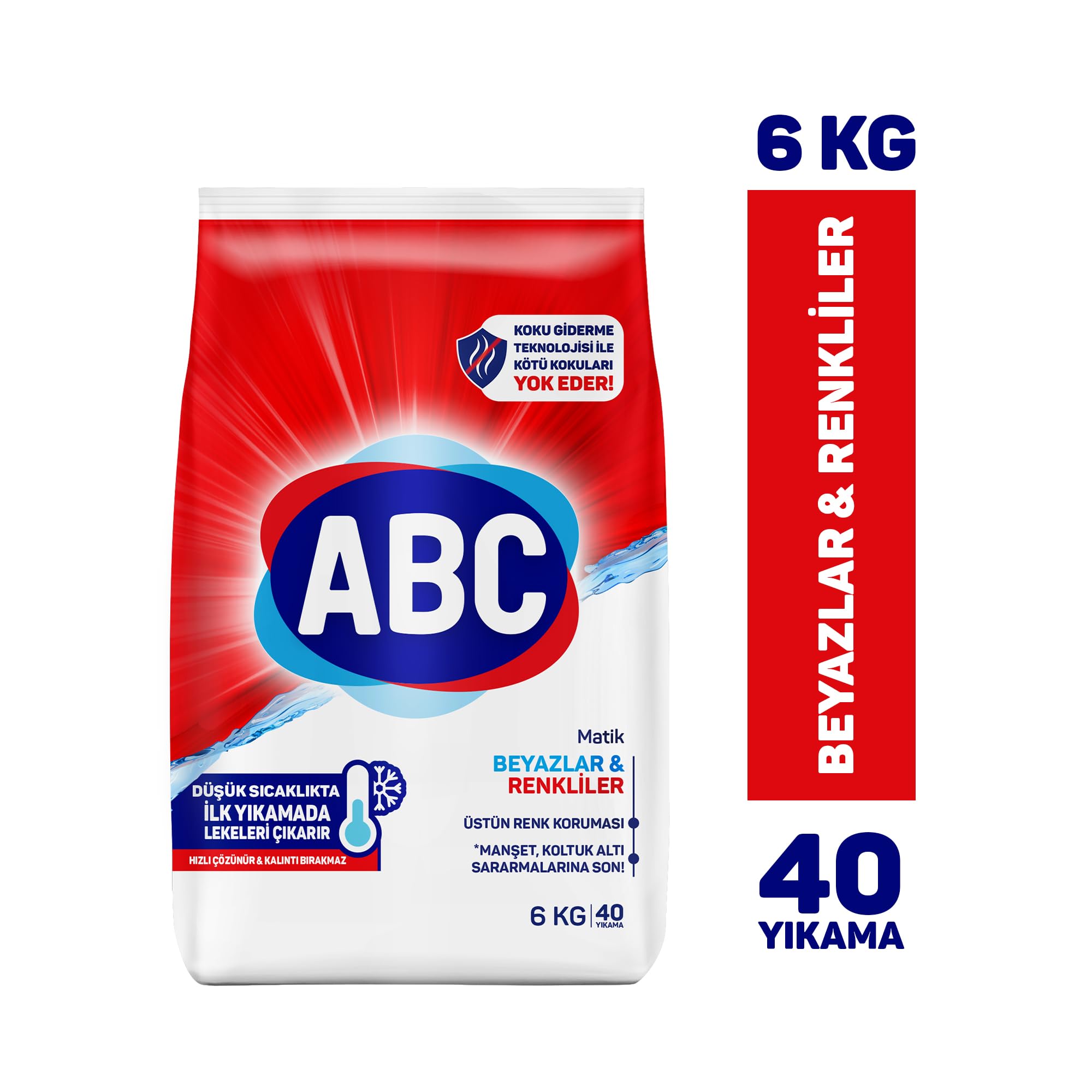 ABC DETERJAN Matik Beyazlar & Renkliler 6 Kg (4 paketi)