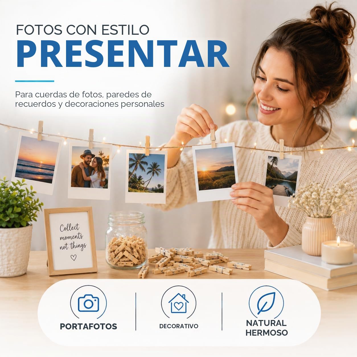 100x Mini Pinzas de Madera - Pinzas para Fotos decoración tamaño 25 mm Mini Clips. Pinzas para la Ropa de Madera auténtica (100x)