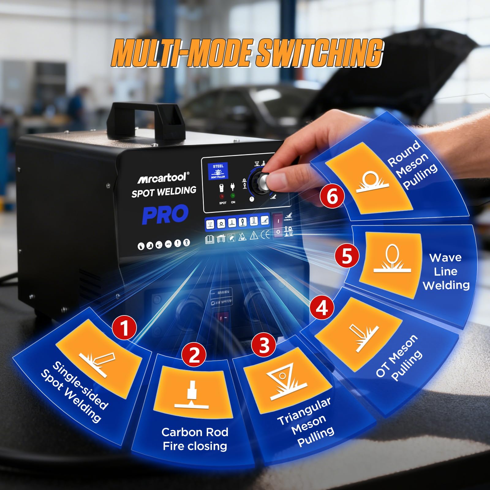 3500W outil de debosselage carrosserie sans rayure, tire clou carrosserie auto/manuel à 6 modes, protection contre la surchauffe, adapté aux bosses de tailles variées et divers tôles de carrosserie