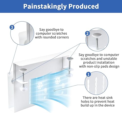Miniatura 5 de LUKETURE Almacenamiento lateral de escritorio, organizador de escritorio lateral de acero, soporte para computadora portátil sin taladro, soporte