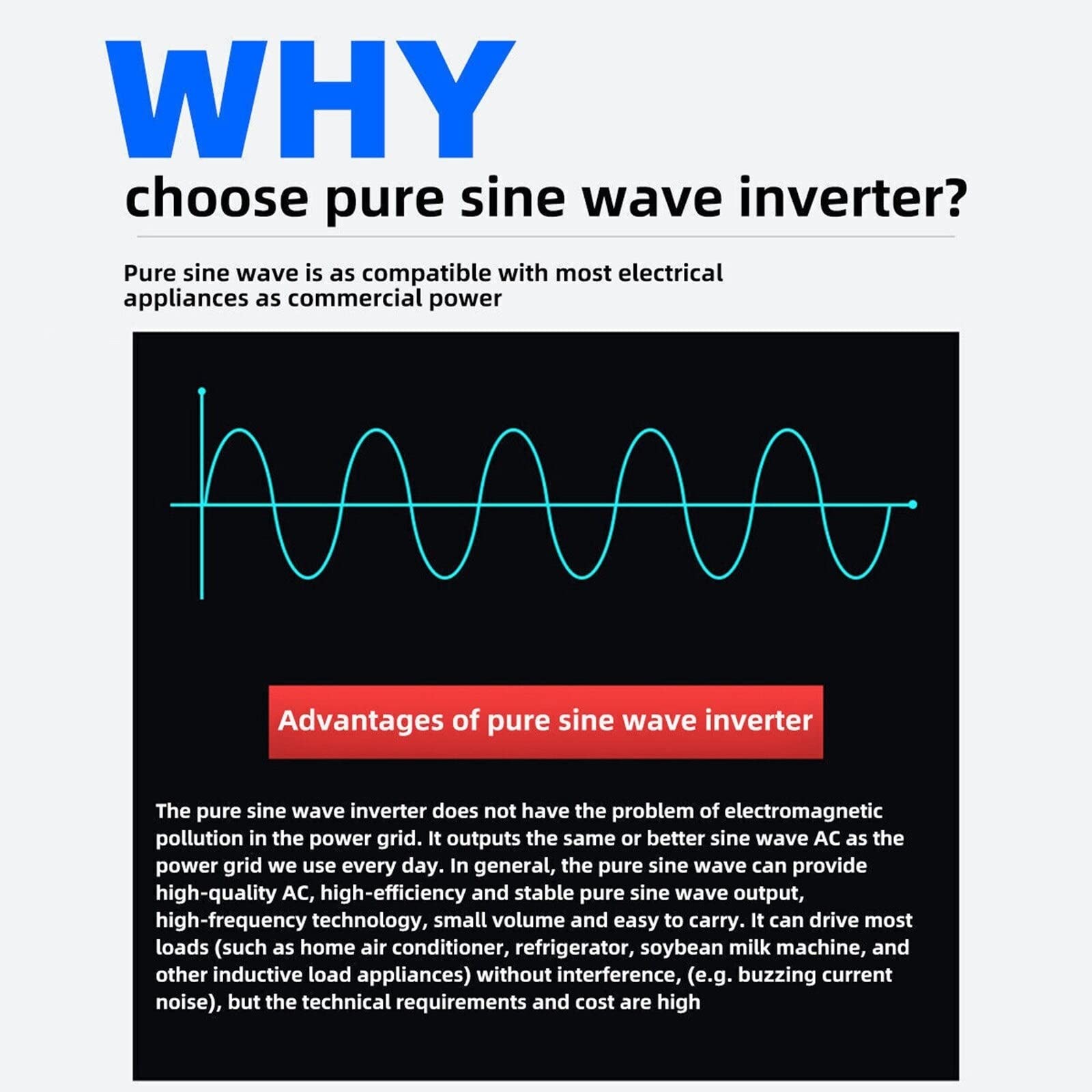 Convertitore per auto con inverter di potenza Inverter Corrente a onda pura 4000W (valore di picco) Trasformatore CC 12V/24V/48V/60V a CA Inverter a onda sinusoidale Automobile, Automobile domestica C
