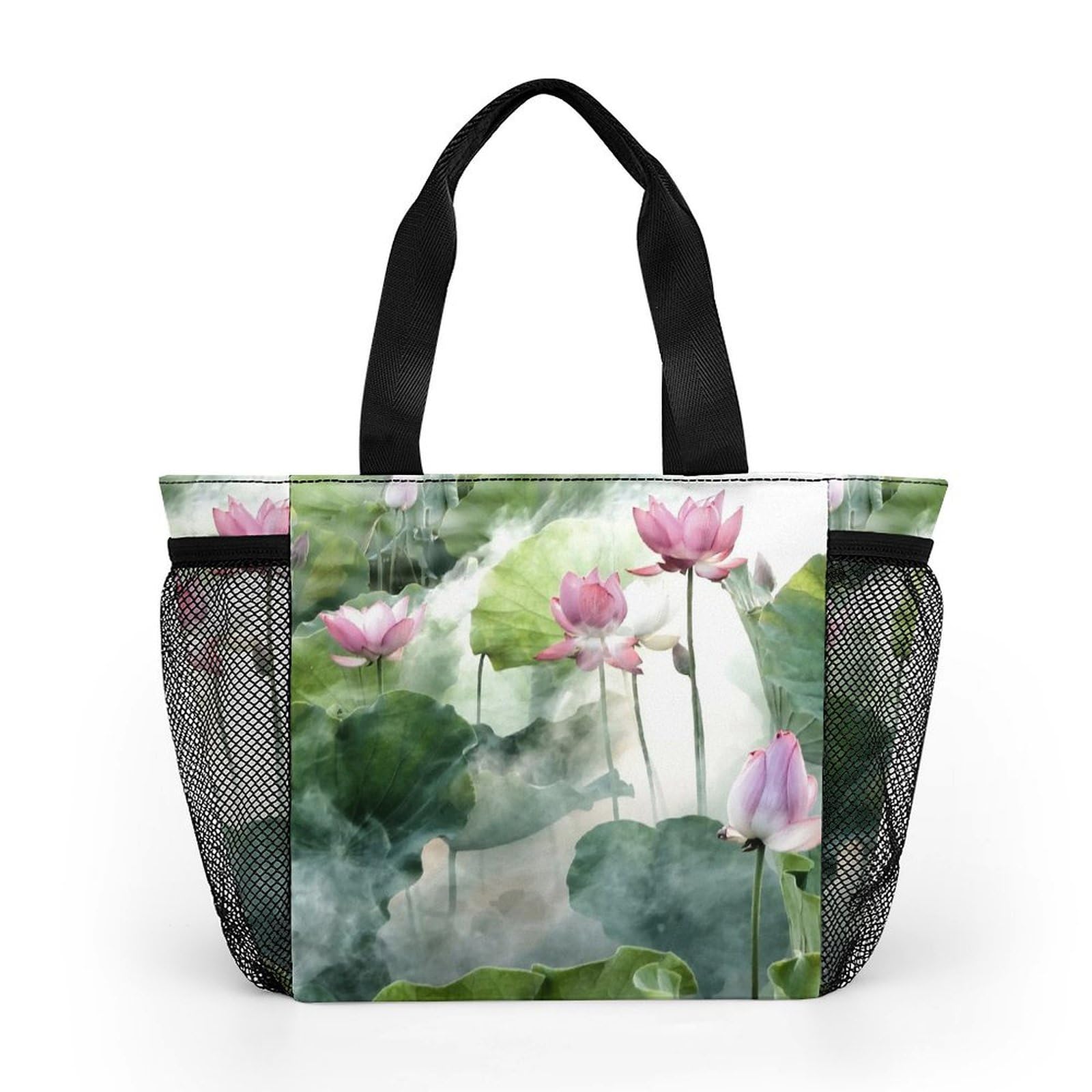 Amazon｜ランチバッグ 花柄 ハスの花 蓮柄 保温 保冷バッグ お