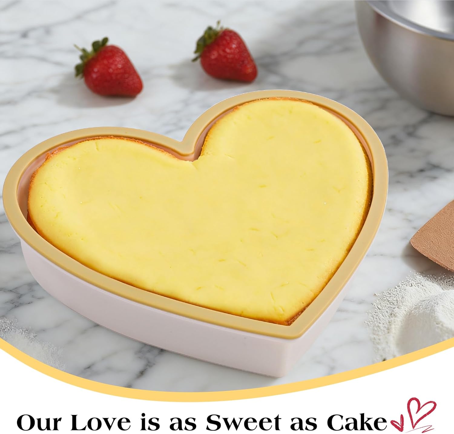 FUNBAKY Metal Reinforced Frame Silicone Heart Shaped Cake Pans - 10 Inch, Nonstick Molds for Cake Pan, Reusable and Easy to Release, Food Grade Silicone for Oven, Dishwasher, Freezer (2 Pack) - Image 9