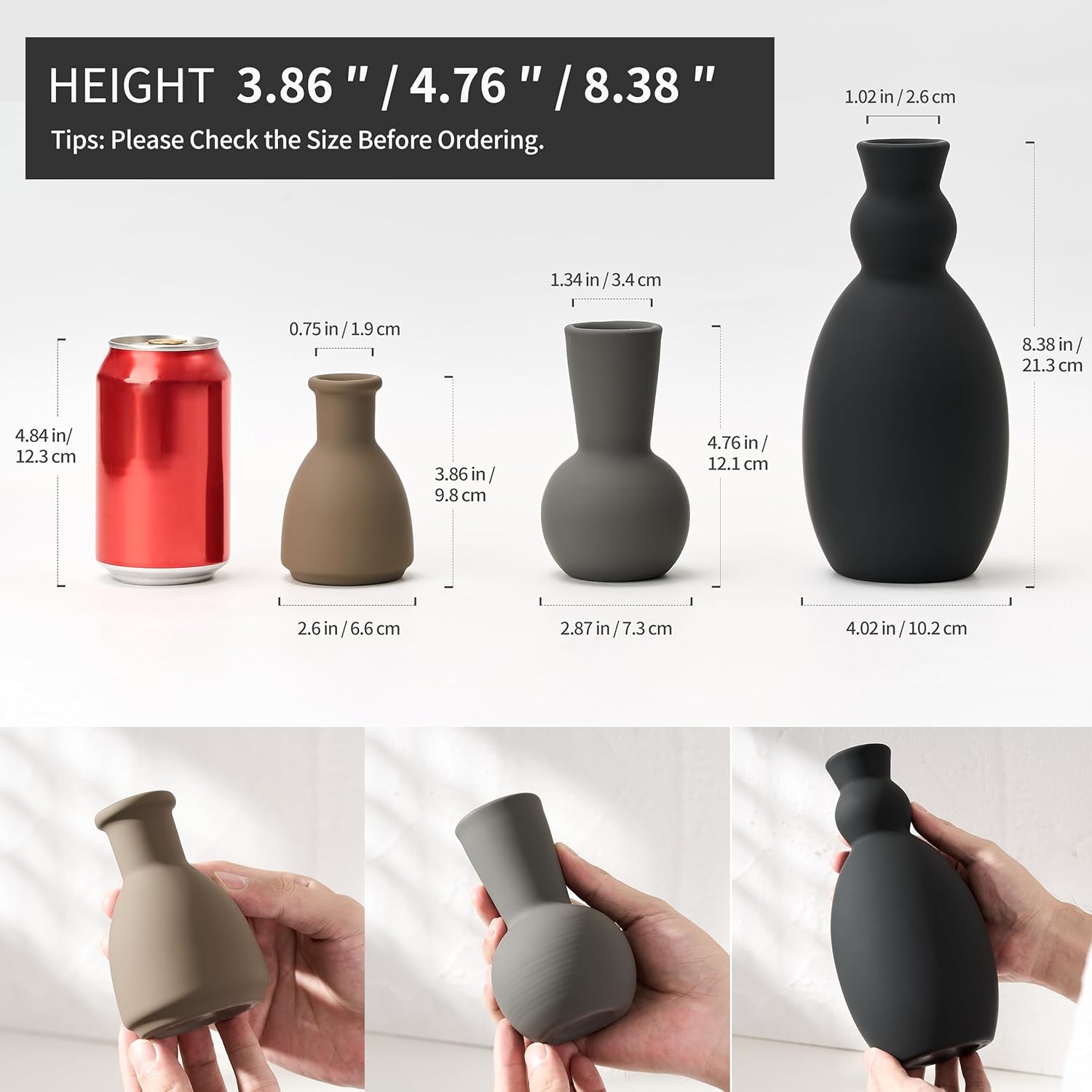 Ceramic Vase Set of 3, Nordic Minimalist Multicolor Vases Home Decor, Rustic Farmhouse Decor Pottery Vases for Bouquet Pampas Grass Dried Fresh Flowers, Living Room, Kitchen, Entryway Mantel, Bedroom - Image 2