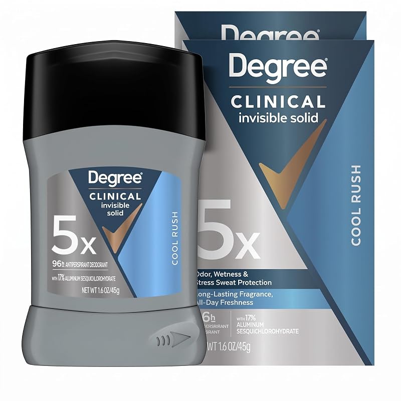 Degree Desodorante antitranspirante em bastão Cool Rush, sólido invisível, 1,6 oz, pacote com 2
