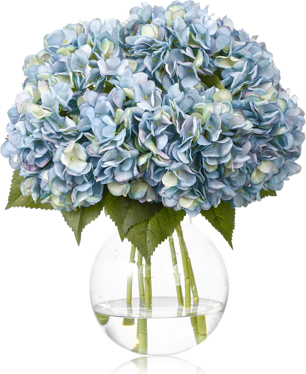 8 Pcs Blue Hydrangea Artificial Flowers 18 Inch Valentines Faux Hydrangea Flowers with Stems Fake Bouquet Bulk Realistic Floral for Spring Summer Wedding Home Table Indoor Decoration - Image 7