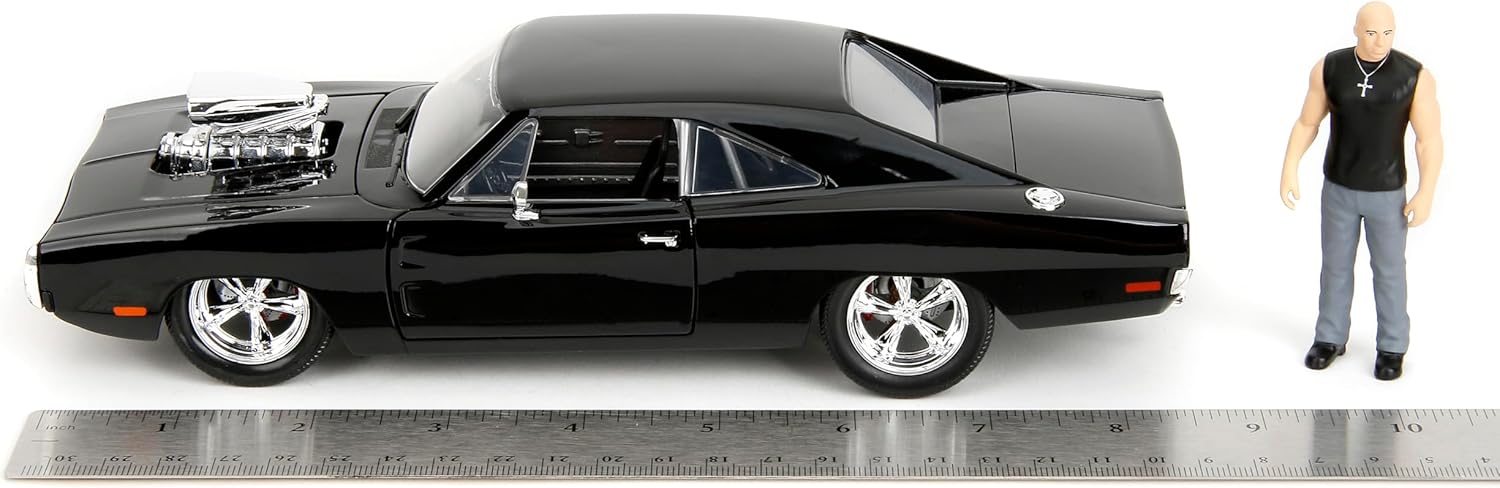 Jada Fast & Furious Dom’s 1970 Dodge Charger Diecast Model – 1:24 Scale Durable Die Cast Car – Includes Dom Figure – Perfect for Collectors and Kids