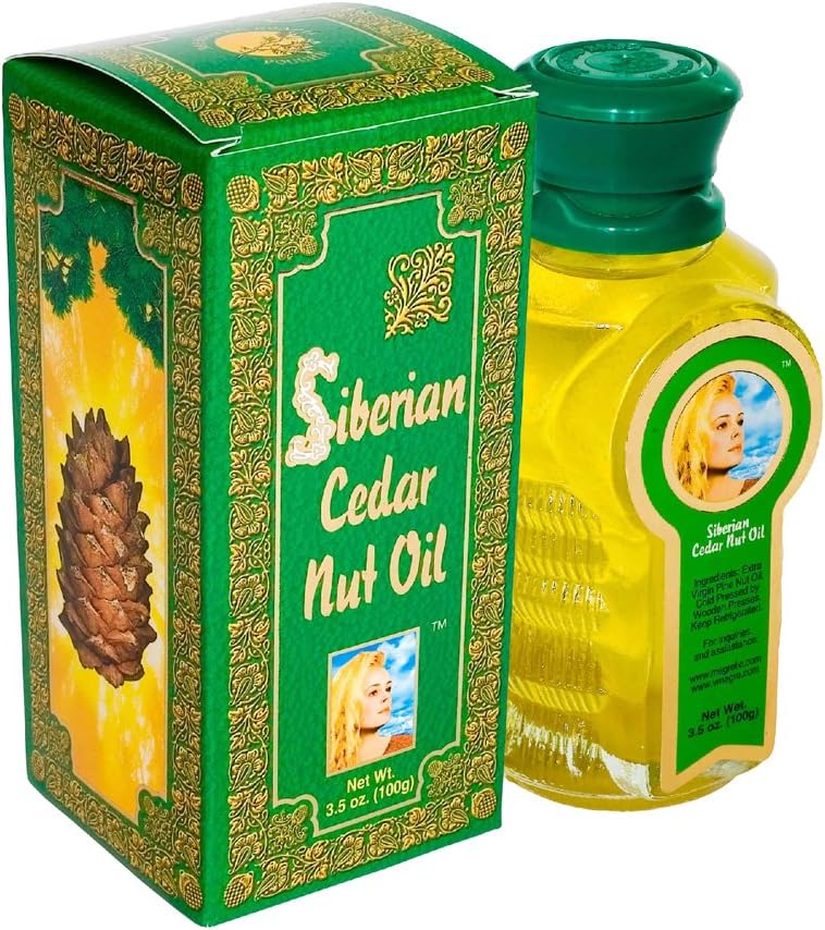Siberian Cedar (Pine) Nut Oil, by Vladimir Megre Recipe 3.5 Oz./100 ml. Organic, Pure, Unfiltered, Cold Press, Extra Virgin