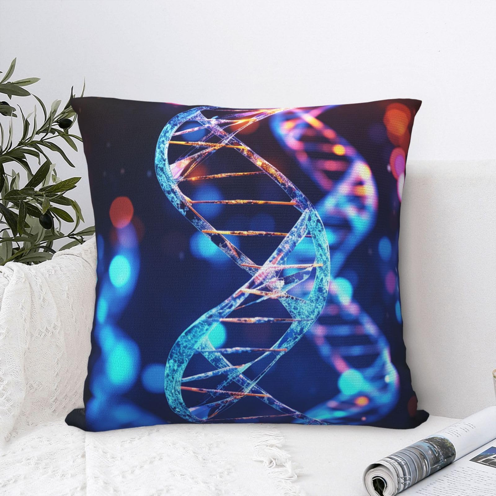 FodPand Luxury Velvet Throw Pillow Covers 24"x24" Super Soft Decorative Pillow Cases - DNA Genetic Helix Pillowcases Modern Lumbar Cushion Cases for Couch Sofa Bed Pillow Shams