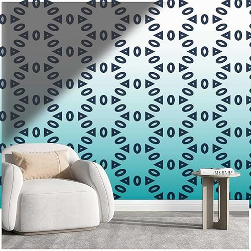 Papel tapiz de contacto para despegar y pegar, color blanco, cian, degradado, papel tapiz geométrico a cuadros, protege la superficie (W) 31.5
