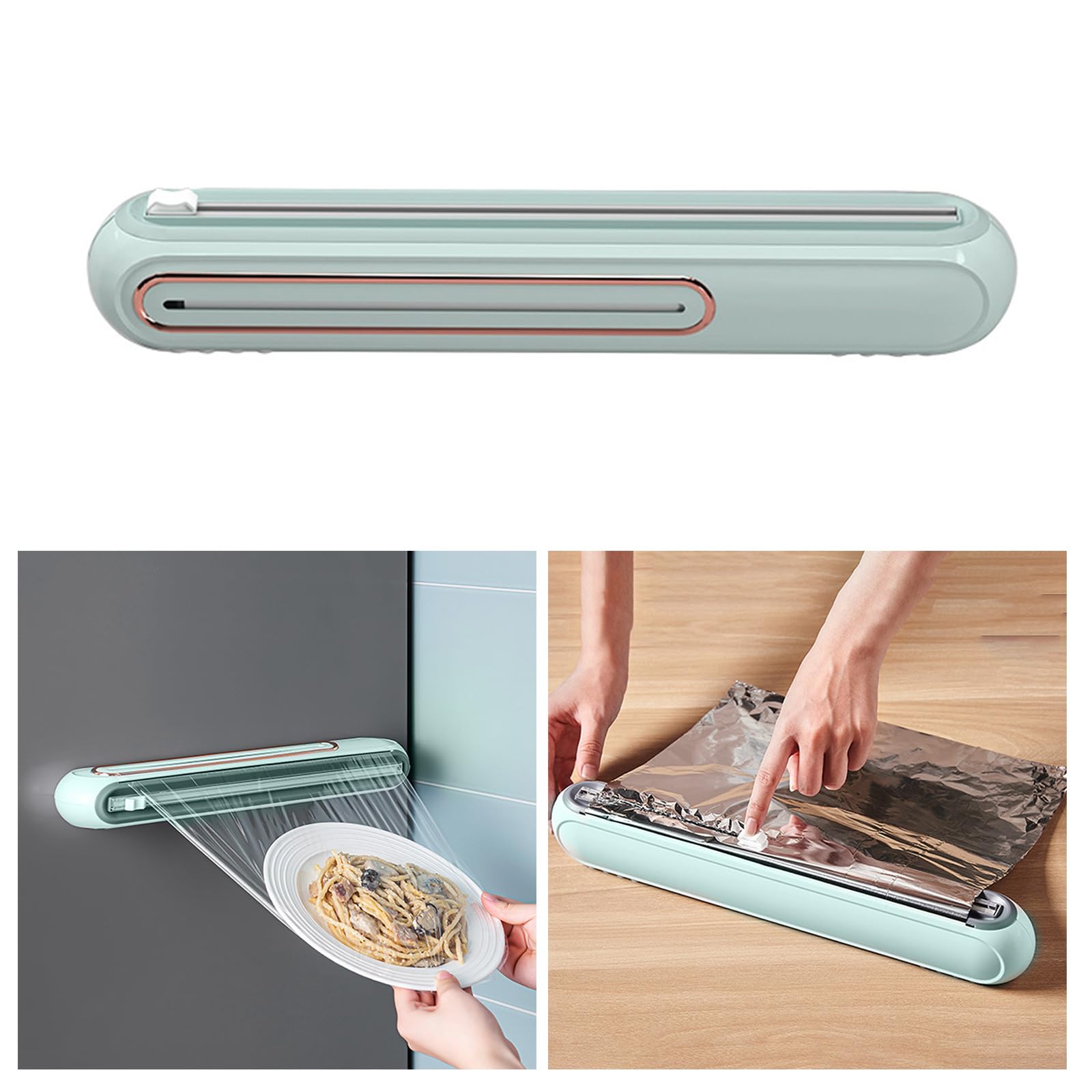 Suction Cup Plastic Film Cutter Home Divider Storage Cutting Box Adsorbent Film Dispenser For Creative Kitchen Supplies Plastic Wrap Cutter Food Freshness Dispenser