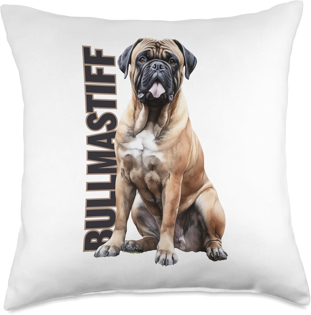 Utopia Sport Bullmastiff Shop Bullmastiff - Almohada de acuarela, 18.0 x 18.0 in, multicolor