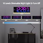 8 Colors Digital Wall Clock, 16" Large Digital Clock With Temperature, Date, Auto DST, Night Light, Auto Brightness Dimmer, 24/12-hour Wall Clock for Living Room Garage Office Classroom Gym Shop Decor