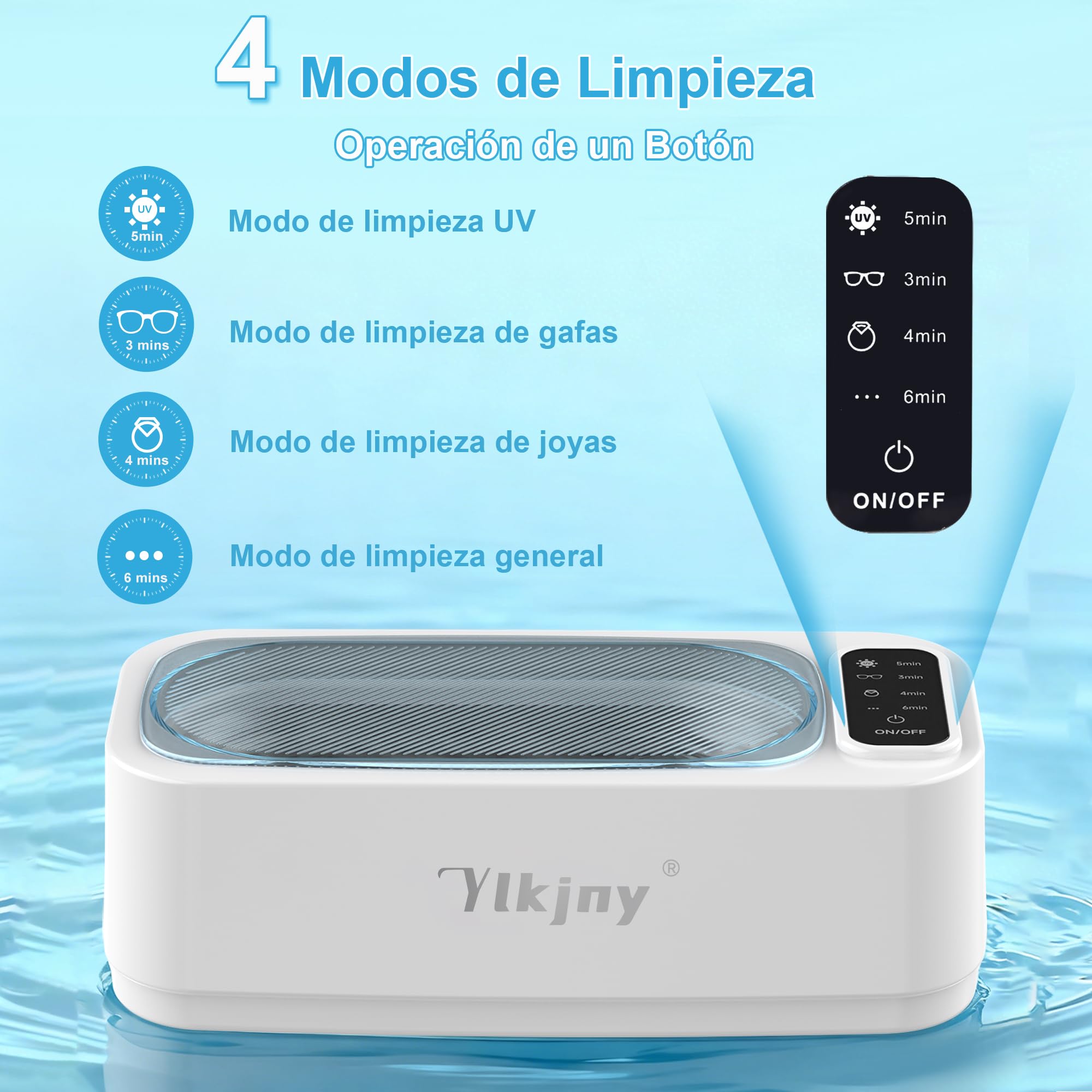 Limpiador ultrasonidos casero 55KHZ con 350 mL, limpiador gafas para joyas | Ultrasonic cleaner y tanque 304,limpia gafas y 4 modos,limpia sin rayar brochas,relojes,dentaduras,compacto para viajes