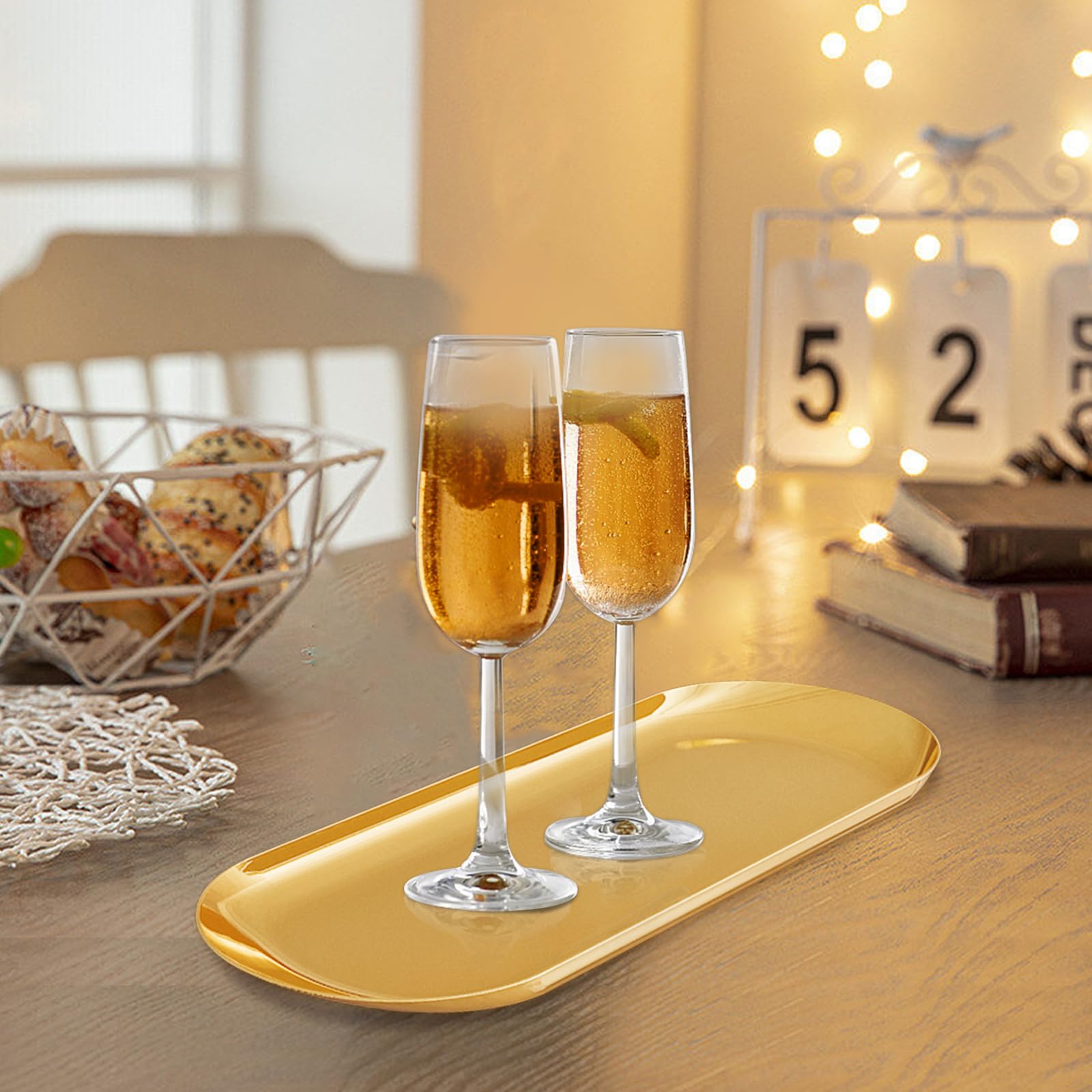 Centrotavola In Legno EFO - Vassoio Decorativo Per Candele, Portata Per Feste, Decorazione Casa - Foto 7