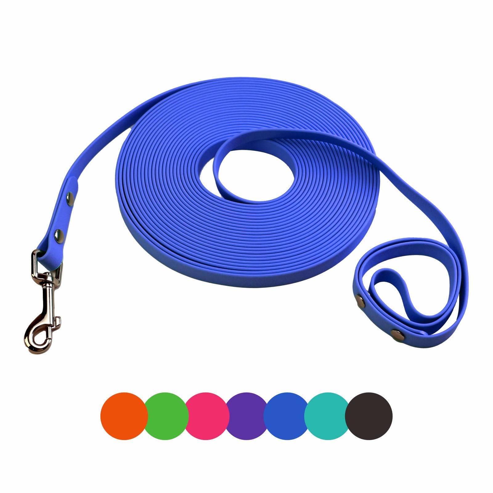 Dog Training Leash,Easy to Clean Waterproof Long Dog Leash, Heavy Duty Recall Dog Long Lead 6ft 10ft 15ft 30ft 50ft for Hiking,Yard, Beach and Swimming (Blue, 16FT)