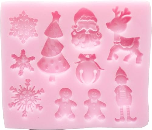 FUNSHOWCASE Santas Essentials - Molde de silicona para cupcakes, decoración de pasteles, pasta de azúcar, fondant, mantequilla, resina, proyectos de