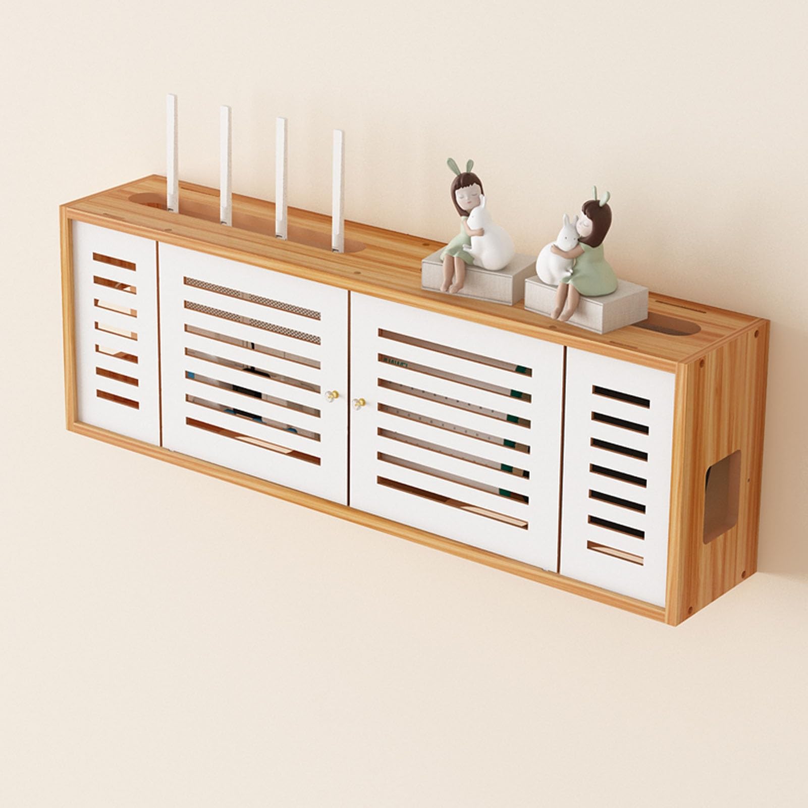 Cache routeur WiFi bois mural pour masquer les fils électriques